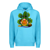 Ocean Blue st patricks day gnomes shamrock gold horseshoes rainbow Premium Hoodie - RanaPortraitStore