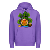Purple st patricks day gnomes shamrock gold horseshoes rainbow Premium Hoodie - RanaPortraitStore