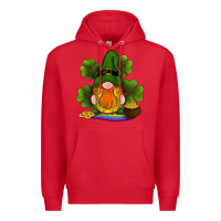 Red st patricks day gnomes shamrock gold horseshoes rainbow Premium Hoodie - RanaPortraitStore