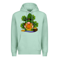 Seafoam st patricks day gnomes shamrock gold horseshoes rainbow Premium Hoodie - RanaPortraitStore