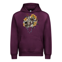 Mauve Wine Boho wolf skull Urban Hoodie - RanaPortraitStore