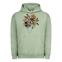 Pigment Oil Green Boho wolf skull Urban Hoodie - RanaPortraitStore