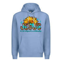 Colony Blue jesus it s not religion it s a relationship Premium Hoodie - Zillion Design Studio