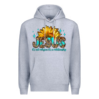 Heather Grey jesus it s not religion it s a relationship Premium Hoodie - Zillion Design Studio