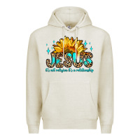 Oatmeal Heather jesus it s not religion it s a relationship Premium Hoodie - Zillion Design Studio