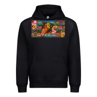 Black Brown horse with flowers and leopard Urban Hoodie - RanaPortraitStore