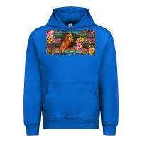 Cobalt Brown horse with flowers and leopard Urban Hoodie - RanaPortraitStore