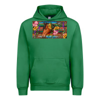 Emerald Brown horse with flowers and leopard Urban Hoodie - RanaPortraitStore