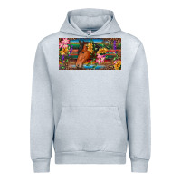 Heather Grey Brown horse with flowers and leopard Urban Hoodie - RanaPortraitStore