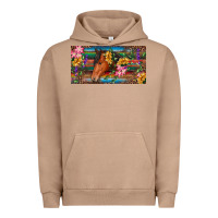 Pigment Burro Brown horse with flowers and leopard Urban Hoodie - RanaPortraitStore