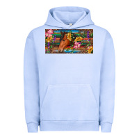 Pigment Grape Ice Brown horse with flowers and leopard Urban Hoodie - RanaPortraitStore