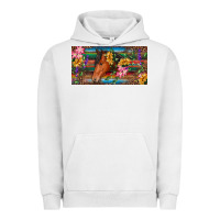 Pigment Lunar Rock Brown horse with flowers and leopard Urban Hoodie - RanaPortraitStore