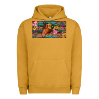 Pigment Peanut Butter Brown horse with flowers and leopard Urban Hoodie - RanaPortraitStore