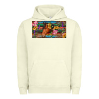 Pigment Pistachio Brown horse with flowers and leopard Urban Hoodie - RanaPortraitStore
