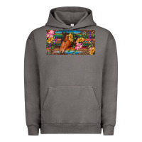 Pigment Tornado Brown horse with flowers and leopard Urban Hoodie - RanaPortraitStore