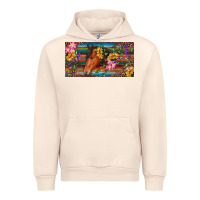 Sandshell Brown horse with flowers and leopard Urban Hoodie - RanaPortraitStore
