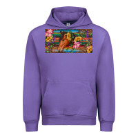 Tulip Brown horse with flowers and leopard Urban Hoodie - RanaPortraitStore