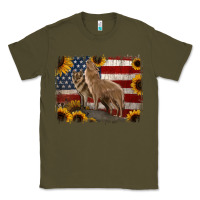 Army Green American Wolves with Sunflower Background Png Classic Tee - Jasminsmagicworld