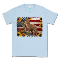 Dusty Blue American Wolves with Sunflower Background Png Classic Tee - Jasminsmagicworld