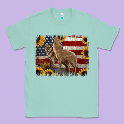 American Wolves With Sunflower Background Png Classic Tee Designed By Jasminsmagicworld
