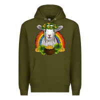 Army Green st patricks day baby sheep shamrocks gold rainbow Premium Hoodie - RanaPortraitStore