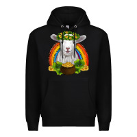 Black st patricks day baby sheep shamrocks gold rainbow Premium Hoodie - RanaPortraitStore