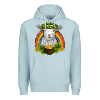 Blue Mist st patricks day baby sheep shamrocks gold rainbow Premium Hoodie - RanaPortraitStore