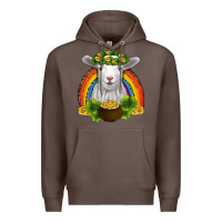 Coffee st patricks day baby sheep shamrocks gold rainbow Premium Hoodie - RanaPortraitStore