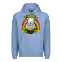 Colony Blue st patricks day baby sheep shamrocks gold rainbow Premium Hoodie - RanaPortraitStore