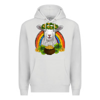 Dove Grey st patricks day baby sheep shamrocks gold rainbow Premium Hoodie - RanaPortraitStore