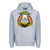 Heather Grey st patricks day baby sheep shamrocks gold rainbow Premium Hoodie - RanaPortraitStore