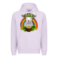 Lilac st patricks day baby sheep shamrocks gold rainbow Premium Hoodie - RanaPortraitStore