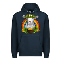 Navy st patricks day baby sheep shamrocks gold rainbow Premium Hoodie - RanaPortraitStore