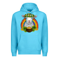 Ocean Blue st patricks day baby sheep shamrocks gold rainbow Premium Hoodie - RanaPortraitStore