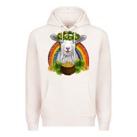 Pale Pink st patricks day baby sheep shamrocks gold rainbow Premium Hoodie - RanaPortraitStore
