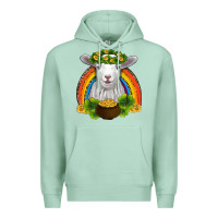 Seafoam st patricks day baby sheep shamrocks gold rainbow Premium Hoodie - RanaPortraitStore