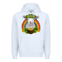 White st patricks day baby sheep shamrocks gold rainbow Premium Hoodie - RanaPortraitStore