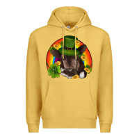 Antique Gold st patricks day baby cow shamrock rainbow gold Premium Hoodie - RanaPortraitStore
