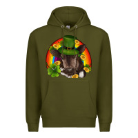 Army Green st patricks day baby cow shamrock rainbow gold Premium Hoodie - RanaPortraitStore