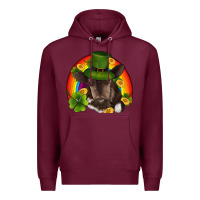 Burgundy st patricks day baby cow shamrock rainbow gold Premium Hoodie - RanaPortraitStore