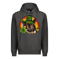 Charcoal Heather st patricks day baby cow shamrock rainbow gold Premium Hoodie - RanaPortraitStore