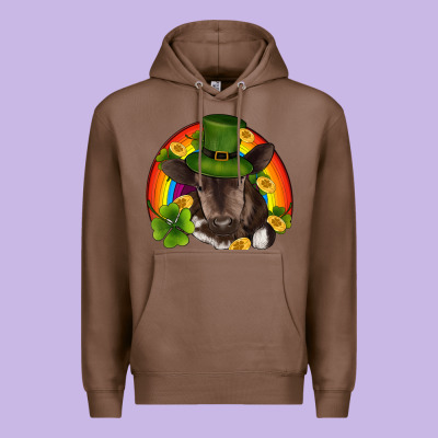 St Patricks Day Baby Cow Shamrock Rainbow Gold Premium Hoodie Designed By Ranaportraitstore
