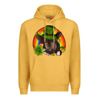 Mustard st patricks day baby cow shamrock rainbow gold Premium Hoodie - RanaPortraitStore