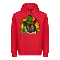 Red st patricks day baby cow shamrock rainbow gold Premium Hoodie - RanaPortraitStore