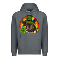 Rock st patricks day baby cow shamrock rainbow gold Premium Hoodie - RanaPortraitStore