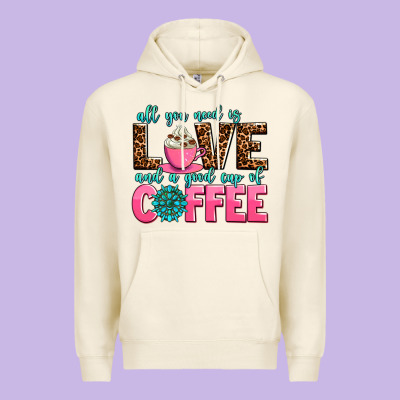 All You Need Is Love And A Good Cup Of Coffee Premium Hoodie Designed By Adodesignshop