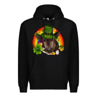 Black st patricks day baby cow shamrock rainbow gold Premium Hoodie - RanaPortraitStore