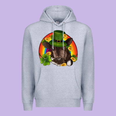 St Patricks Day Baby Cow Shamrock Rainbow Gold Premium Hoodie Designed By Ranaportraitstore