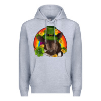 Heather Grey st patricks day baby cow shamrock rainbow gold Premium Hoodie - RanaPortraitStore