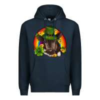 Navy st patricks day baby cow shamrock rainbow gold Premium Hoodie - RanaPortraitStore
